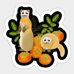 Japanese pine Marten and persimmon fruit Sticker